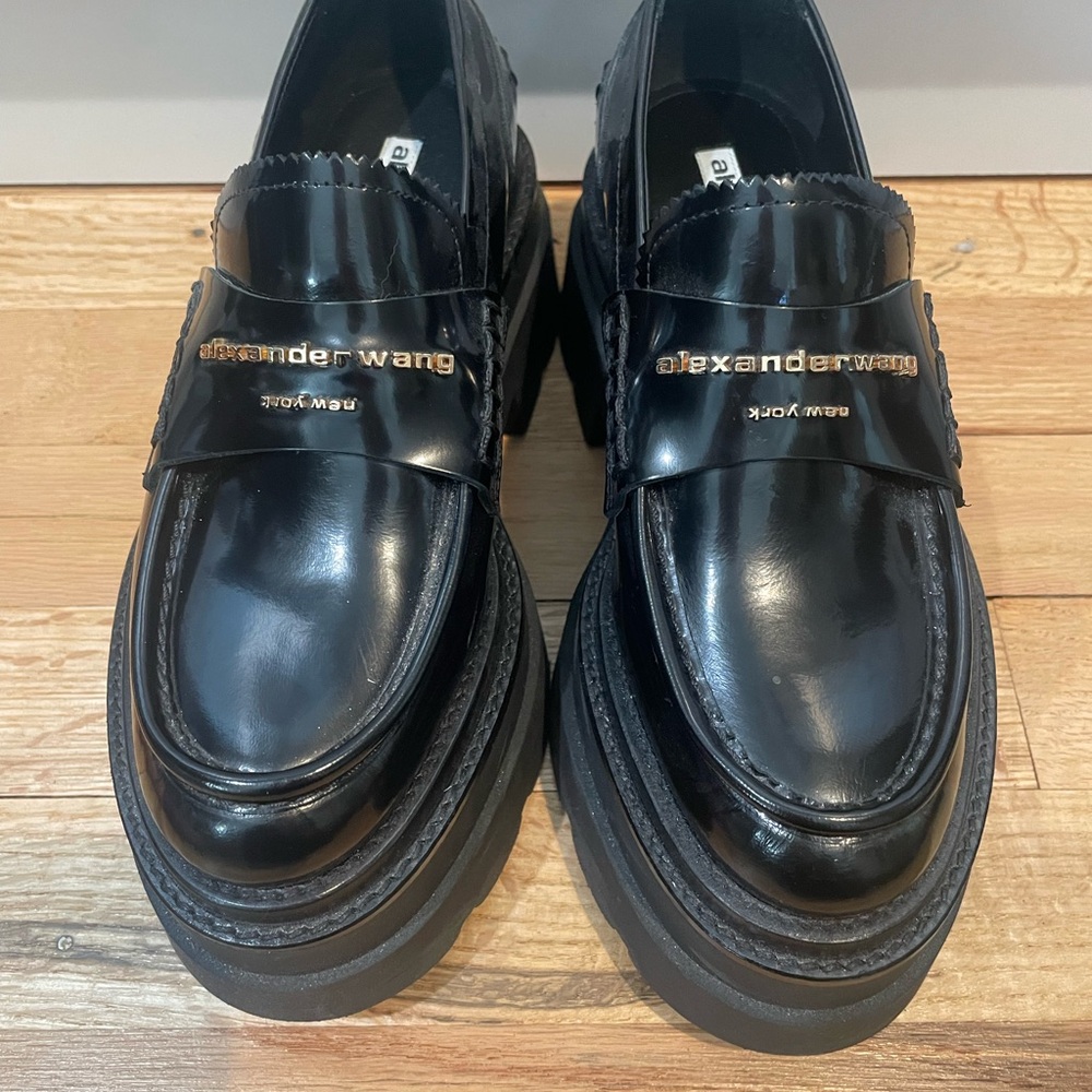 ALEXANDER WANG CARTER PLATFORM IN LEATHER SIZE 6 CURRENT RETAIL $695